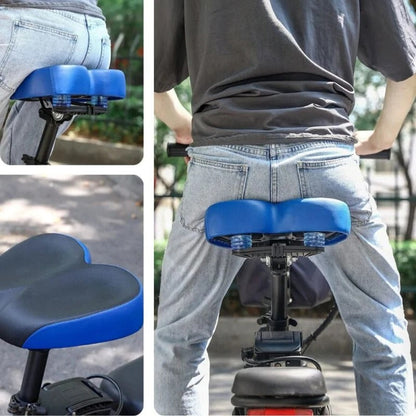 Wide Bike Saddle with Shock Absorption System and Waterproof Cover, 10.2in