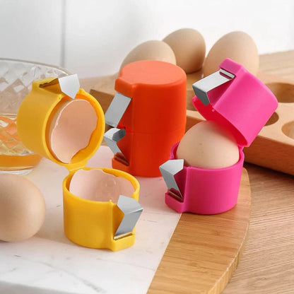 Egg Cracker Tool with Oval Holding Groove and Clean Break Design