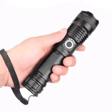 Rechargeable Flashlight with Telescopic Zoom and XHP50 LED, IPX6 Water Resistant All Vera Mart