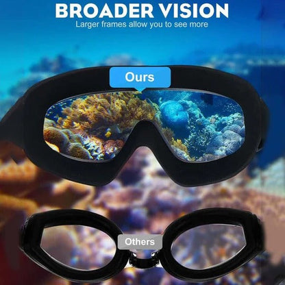 Adult Swimming Goggles with Expanded Peripheral Vision and Anti-Fog Lens Coating