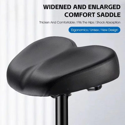 Wide Bike Saddle with Shock Absorption System and Waterproof Cover, 10.2in