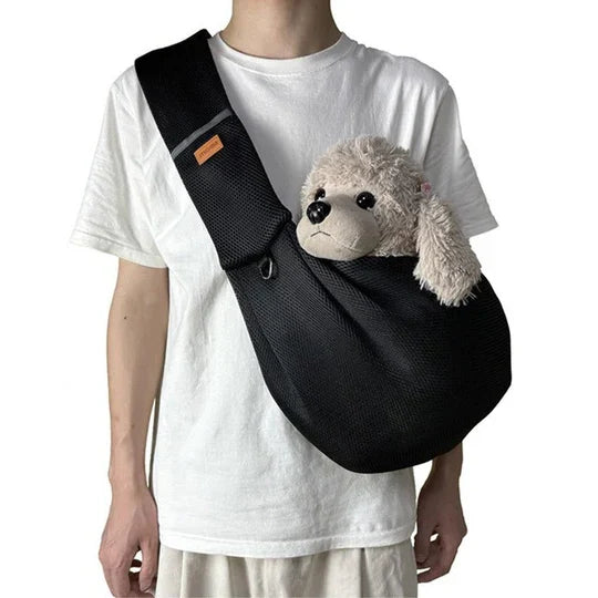 Crossbody Dog Sling with Padded Strap and Interior Safety Clip for Small Pets