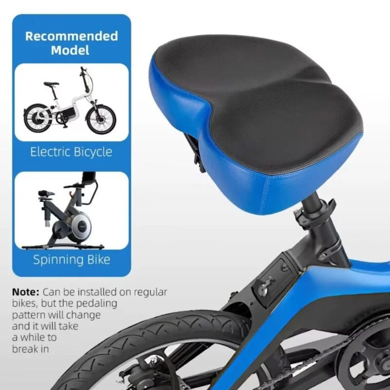 Wide Bike Saddle with Shock Absorption System and Waterproof Cover, 10.2in