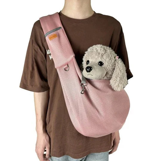 Crossbody Dog Sling with Padded Strap and Interior Safety Clip for Small Pets
