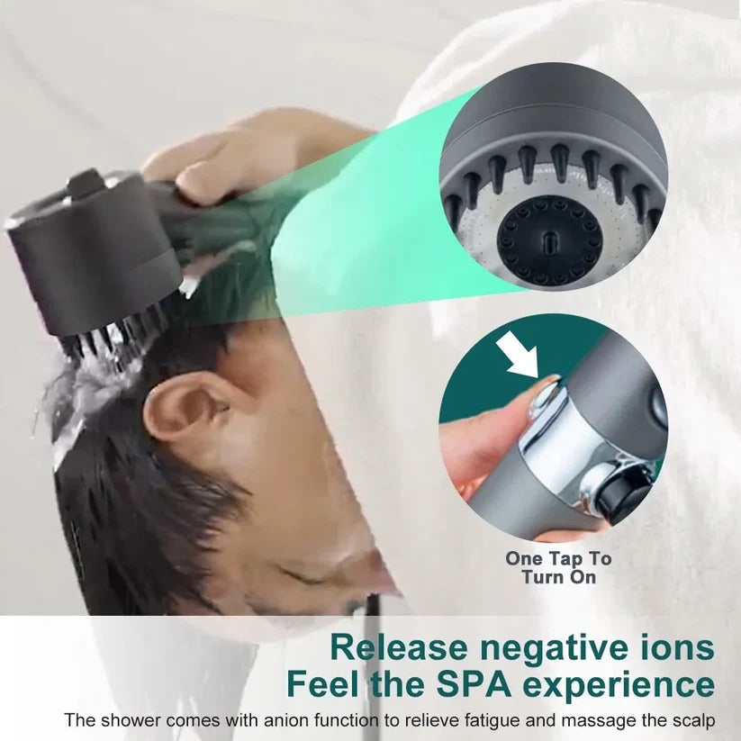 Laser Cut Showerhead with 9-Layer Filtration and Push Button Control