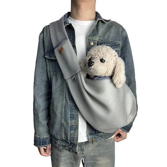 Crossbody Dog Sling with Padded Strap and Interior Safety Clip for Small Pets
