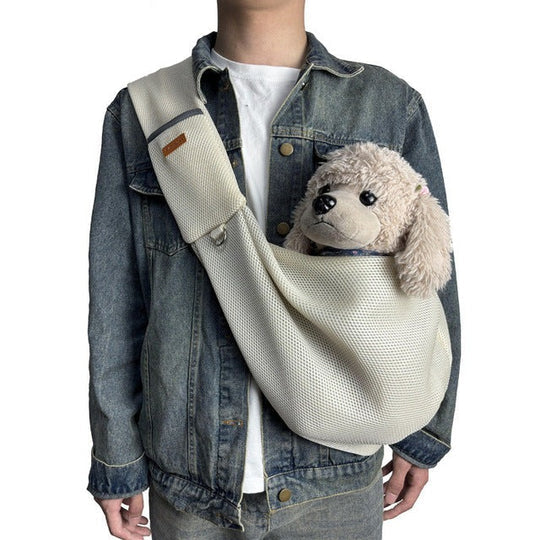 Crossbody Dog Sling with Padded Strap and Interior Safety Clip for Small Pets