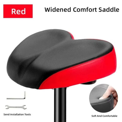 Wide Bike Saddle with Shock Absorption System and Waterproof Cover, 10.2in