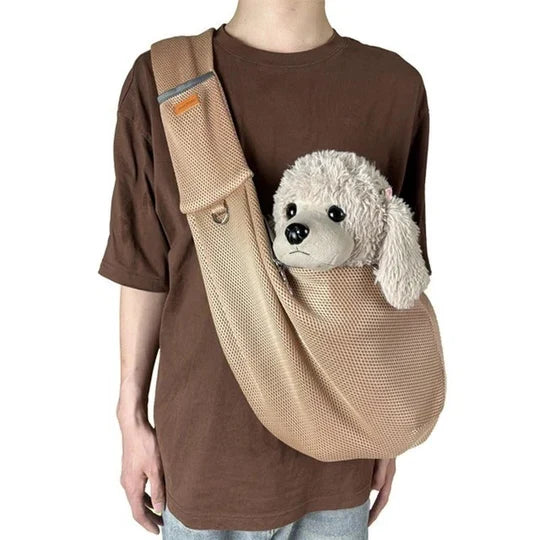 Crossbody Dog Sling with Padded Strap and Interior Safety Clip for Small Pets