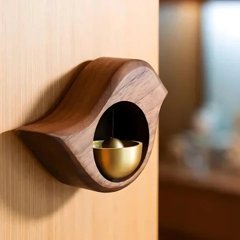 Wooden Door Chime with Magnetic Mount and Adhesive Backing