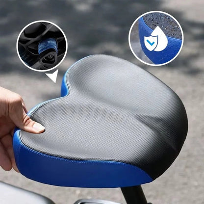 Wide Bike Saddle with Shock Absorption System and Waterproof Cover, 10.2in
