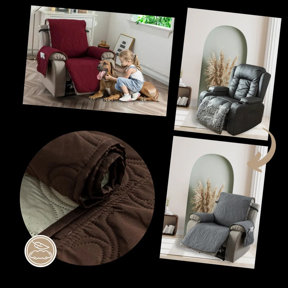 Recliner Slipcover with Waterproof Liquid Repelling Fabric and Machine Washable Design All Vera Mart