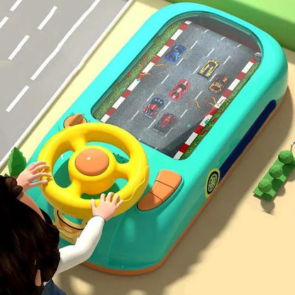 Tabletop Racing Game with Steering Wheel Control and 200 Plus Levels for Kids