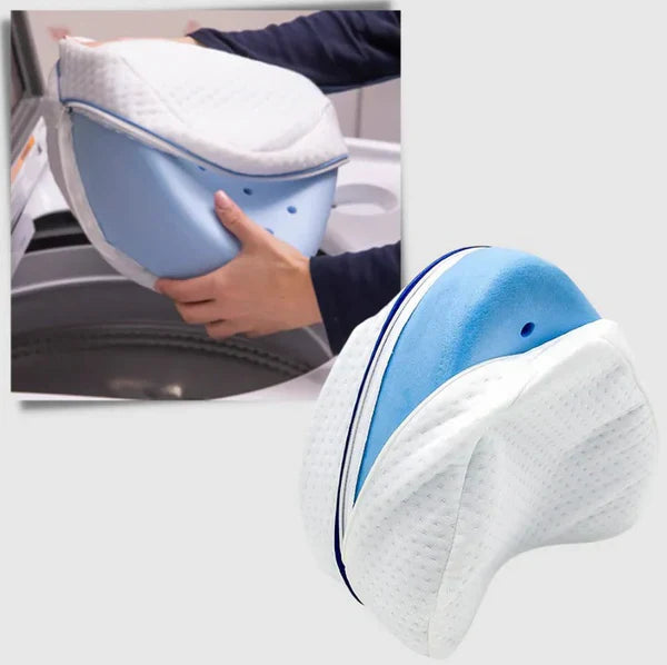Memory Foam Knee Pillow with Ergonomic Contour and Breathable Cover for Side Sleepers