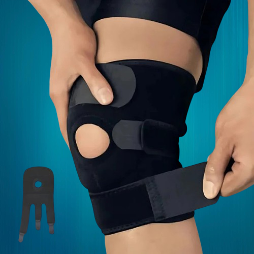 Knee Support Brace with Dual Side Stabilizers and Adjustable Compression Straps