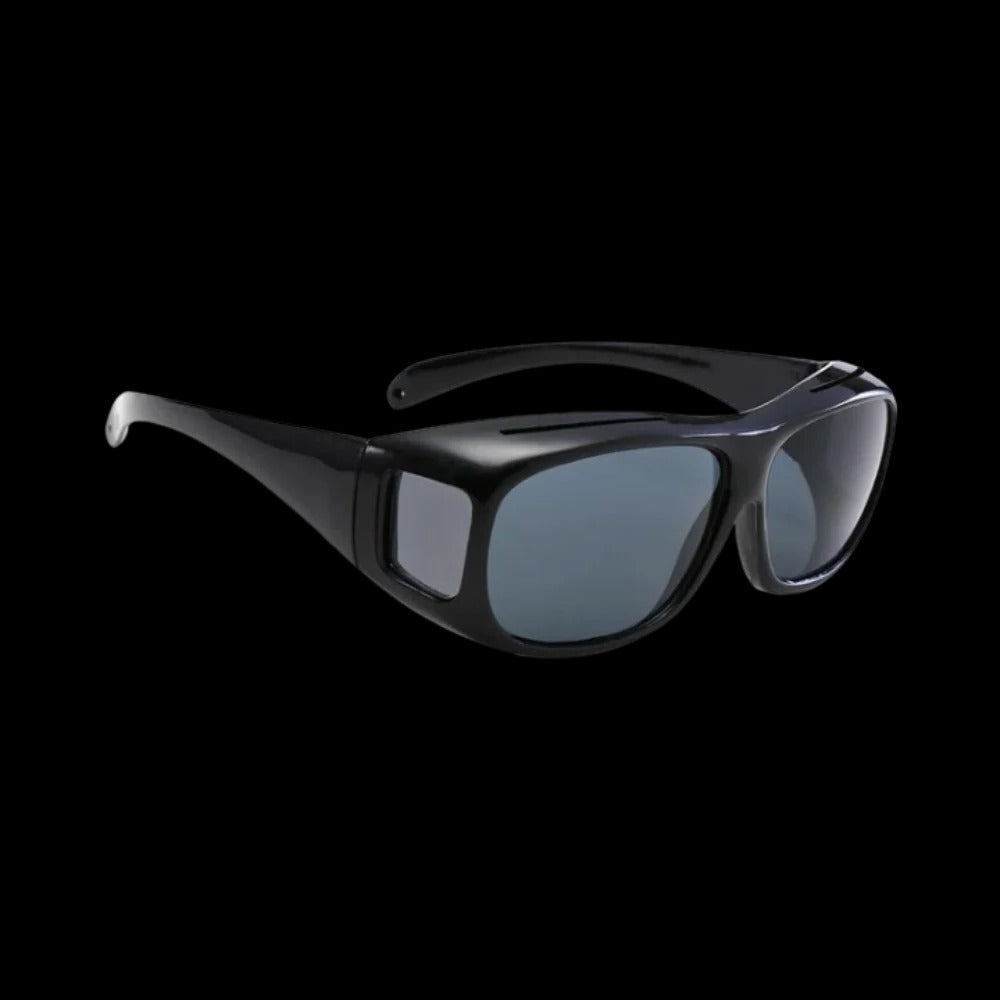 Polarized Night Driving Glasses with Extended Side Panels and Orange Tint for Over-Prescription Wear