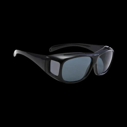 Polarized Night Driving Glasses with Extended Side Panels and Orange Tint for Over-Prescription Wear