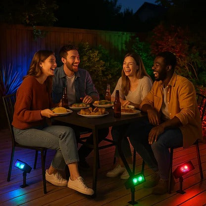 Solar Spotlight with Adjustable Beam and RGB Color Options for Garden Pathways