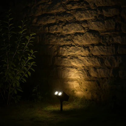 Solar Spotlight with Adjustable Beam and RGB Color Options for Garden Pathways