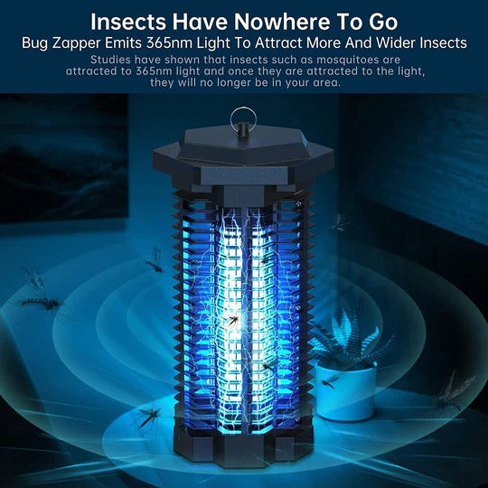 UV Bug Zapper Light with High Voltage Grid and Collection Compartment