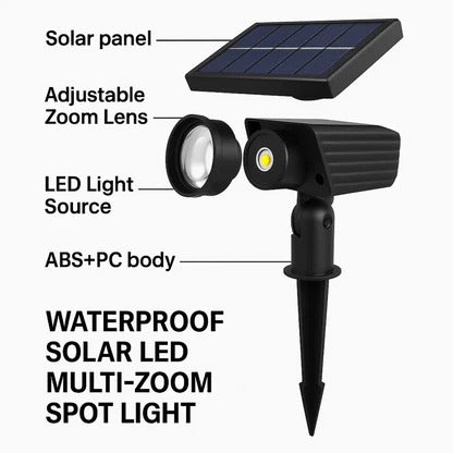 Solar Spotlight with Adjustable Beam and RGB Color Options for Garden Pathways