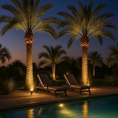 Solar Spotlight with Adjustable Beam and RGB Color Options for Garden Pathways