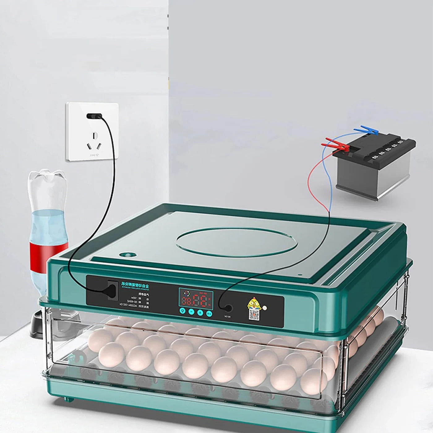 Digital Egg Incubator with Automatic Turner and Built-In Candler for 38 Eggs