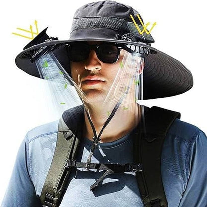 Adjustable Sun Hat with Dual Cooling Fans and Solar Battery Power