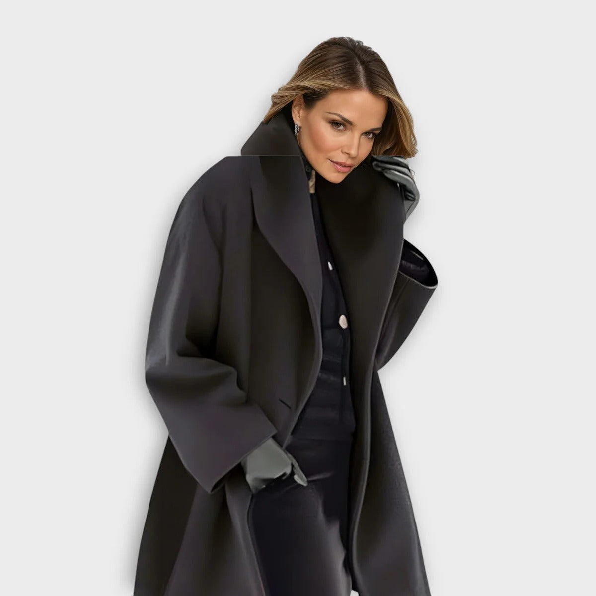 Wool Blend Coat for Women with Soft Lining and Wind Blocking, Tailored Fit