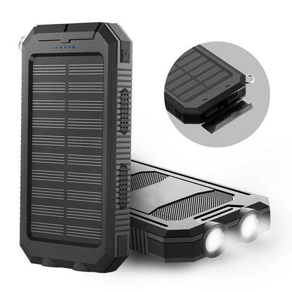 Solar Power Bank 500000mAh with Dual USB Ports and LED Flashlight, IP44 Splash Protection