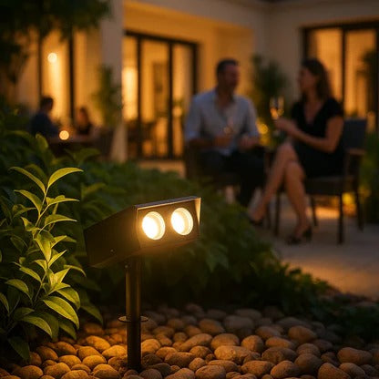 Solar Spotlight with Adjustable Beam and RGB Color Options for Garden Pathways