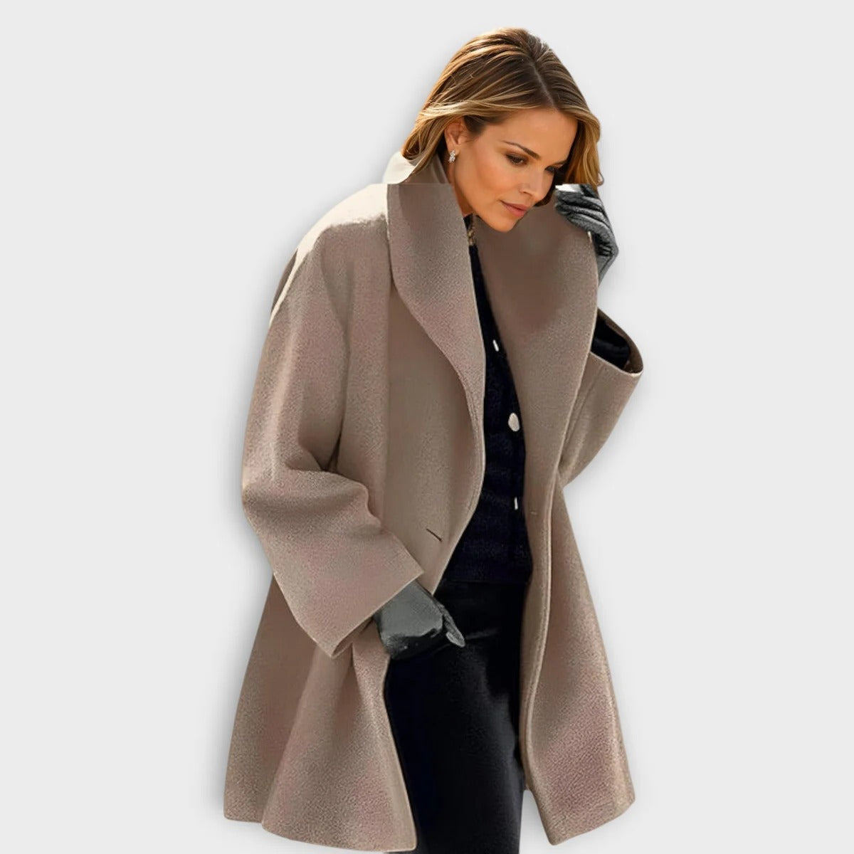 Wool Blend Coat for Women with Soft Lining and Wind Blocking, Tailored Fit