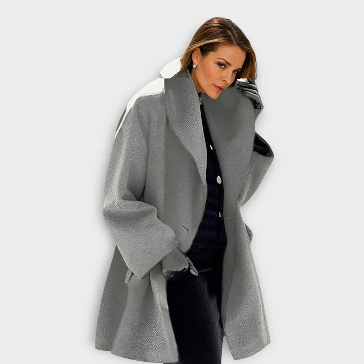 Wool Blend Coat for Women with Soft Lining and Wind Blocking, Tailored Fit