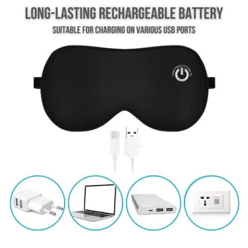 Heated Eye Mask with Three Temperature Settings and Removable Cover, Rechargeable