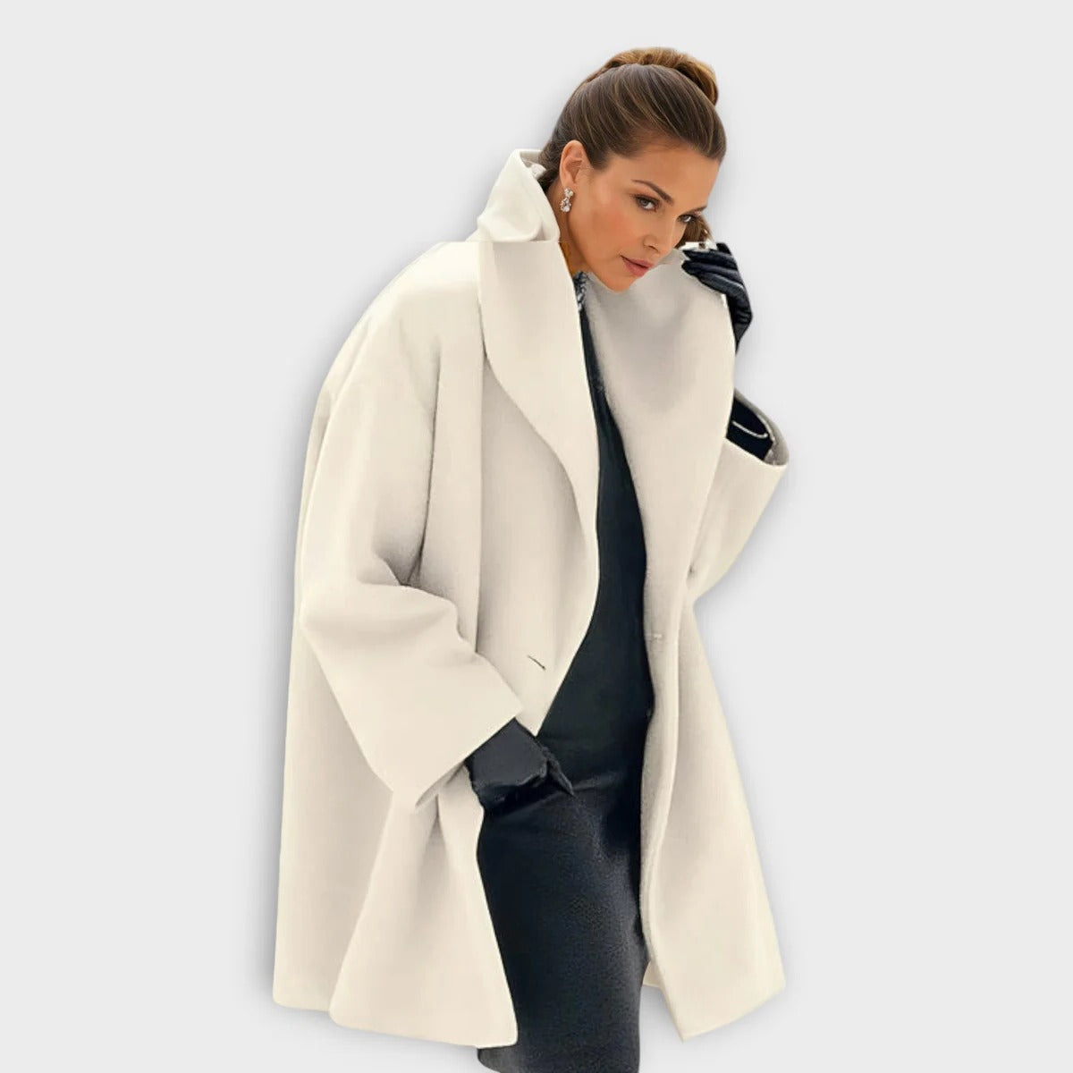 Wool Blend Coat for Women with Soft Lining and Wind Blocking, Tailored Fit