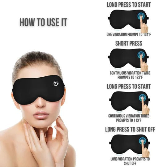 Heated Eye Mask with Three Temperature Settings and Removable Cover, Rechargeable