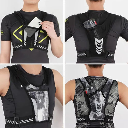 Running Phone Holder Vest with Reflective Print and Multi-Pocket Storage