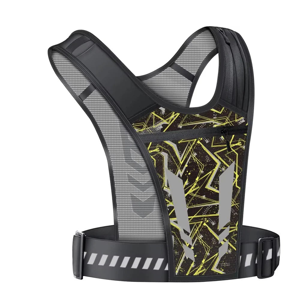 Running Phone Holder Vest with Reflective Print and Multi-Pocket Storage