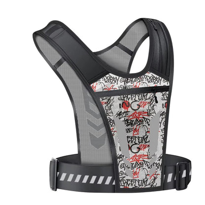 Running Phone Holder Vest with Reflective Print and Multi-Pocket Storage