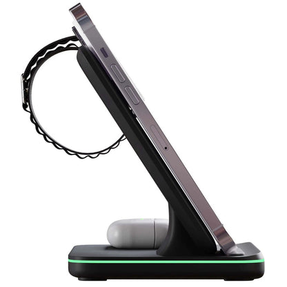 Wireless Charging Dock with Magnetic Alignment for Three Devices