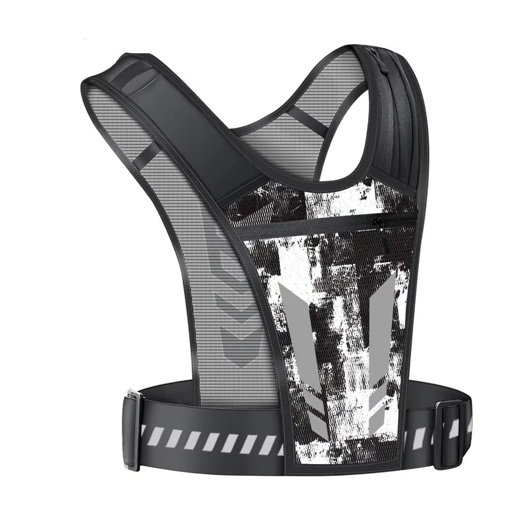 Running Phone Holder Vest with Reflective Print and Multi-Pocket Storage