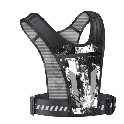 Running Phone Holder Vest with Reflective Print and Multi-Pocket Storage