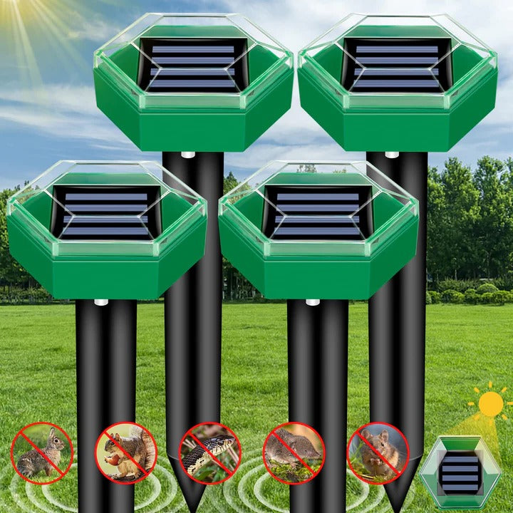 Solar Ultrasonic Mole Repellent Stakes Pack of 4 for Lawns and Garden Beds