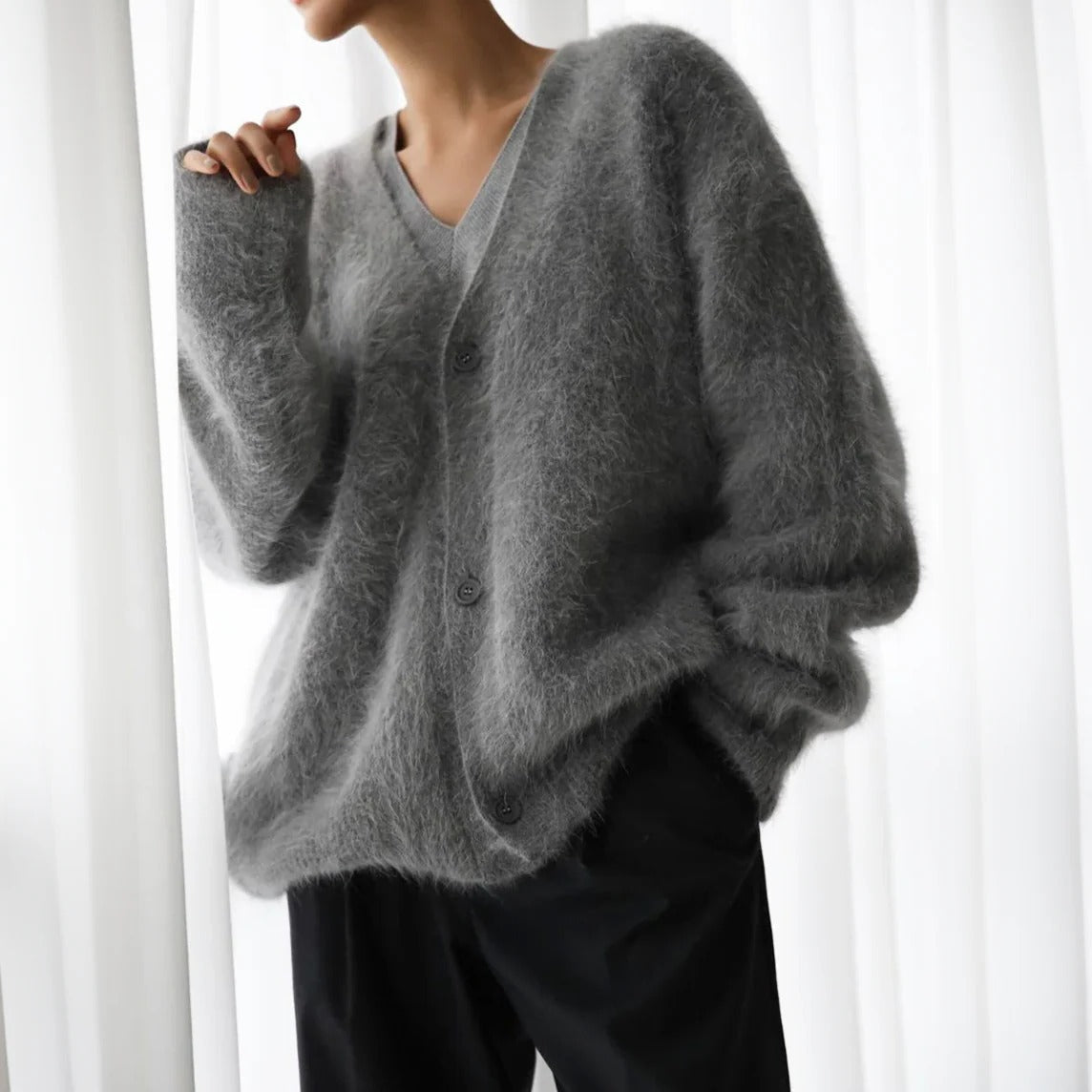 Women's Round Neck Knit Sweater with Natural Fibers and Gentle Skin Feel