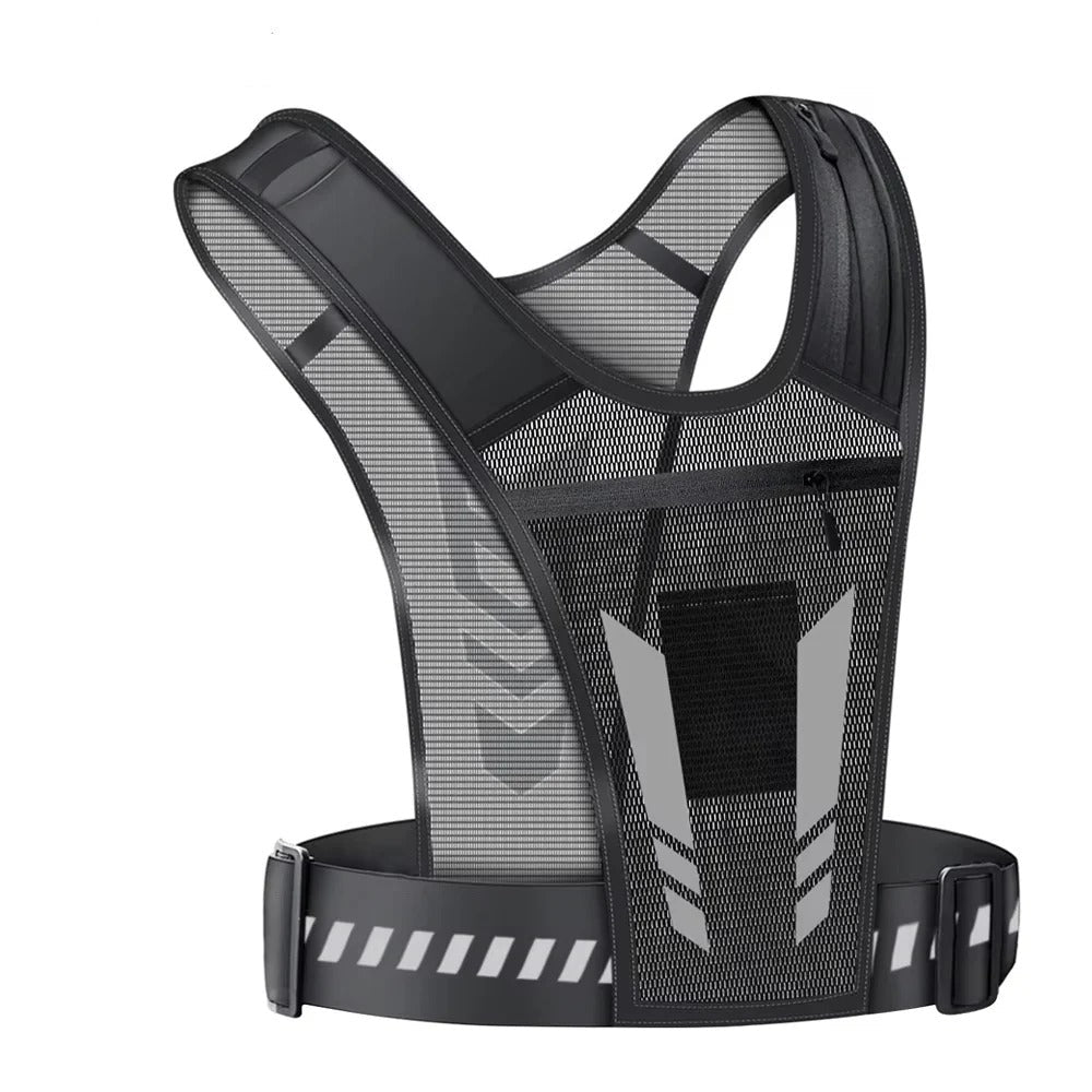 Running Phone Holder Vest with Reflective Print and Multi-Pocket Storage