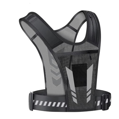 Running Phone Holder Vest with Reflective Print and Multi-Pocket Storage