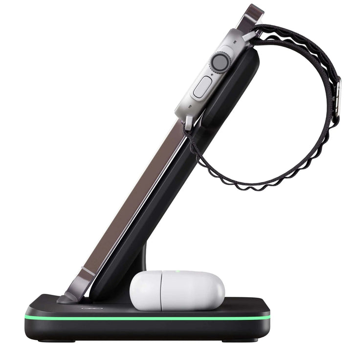 Wireless Charging Dock with Magnetic Alignment for Three Devices