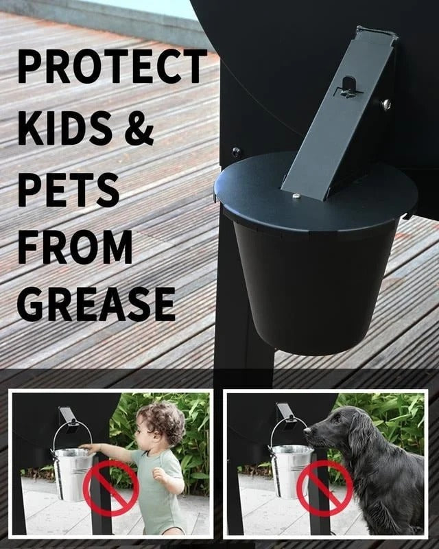 Grill Grease Collector with Reusable Liner and Fitted Lid for 1.6 Inch Spouts