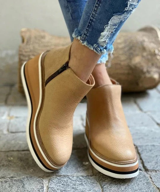 Side Zipper Ankle Boots with Textured Grip Sole and Structured Fit