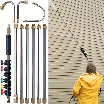Telescoping Pressure Washer Wand with Shoulder Harness and Multiple Nozzle Tips, 10ft Reach